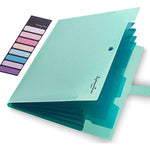 classeur compartiments gris bleu clair pochettes onglets texture micro perforée moderne fonctionnel snap closure