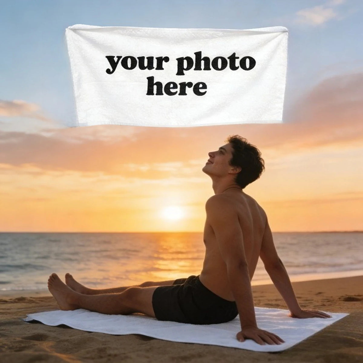 serviette plage séchage rapide polyester moderne imprimé photo blanc dimensions variées été camping