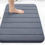 tapis bain mousse mémoire forme doux confortable antidérapant rapide séchage gris rayures moderne