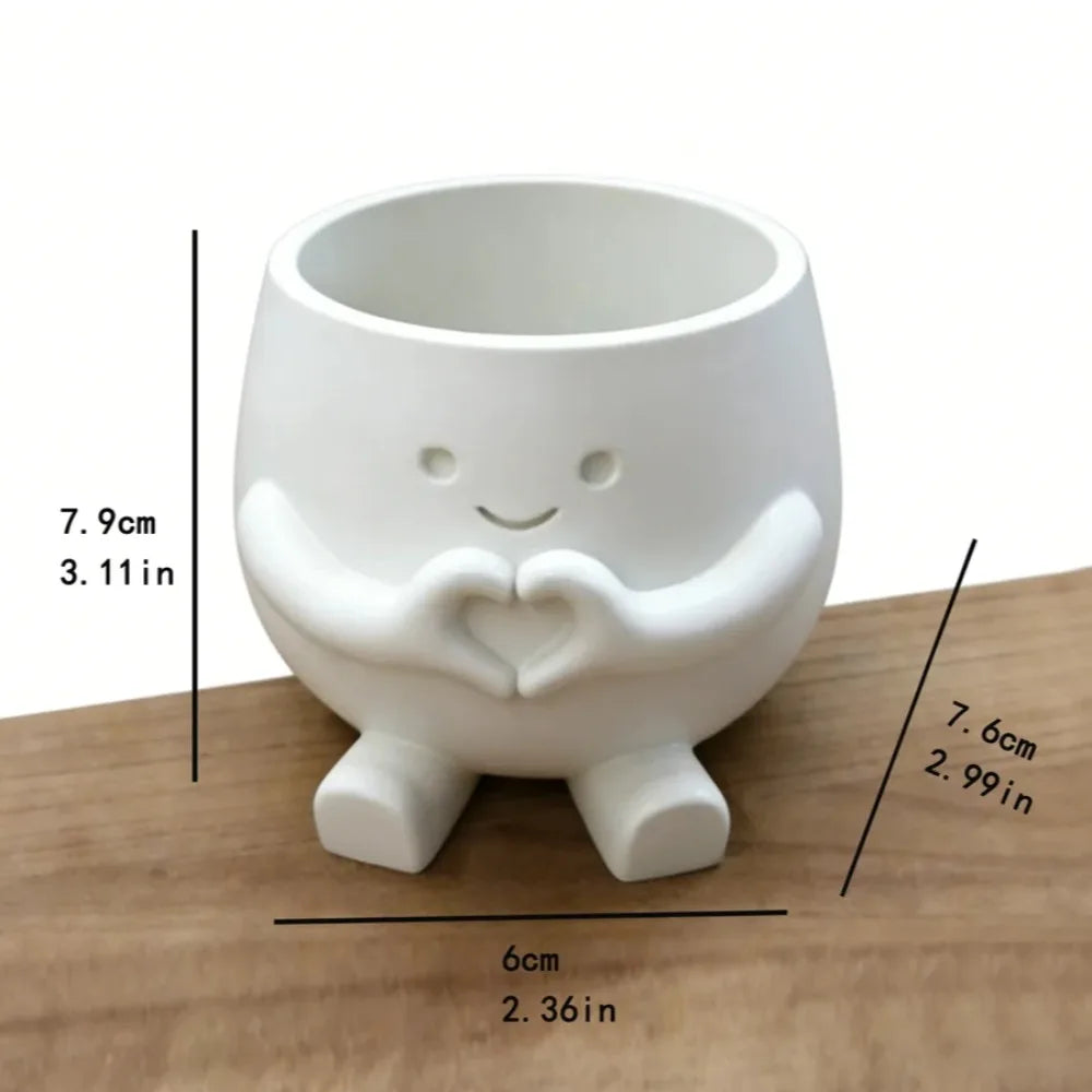 pot fleurs blanc forme mains cœur plante verte motif rayé décoration moderne intérieur extérieur