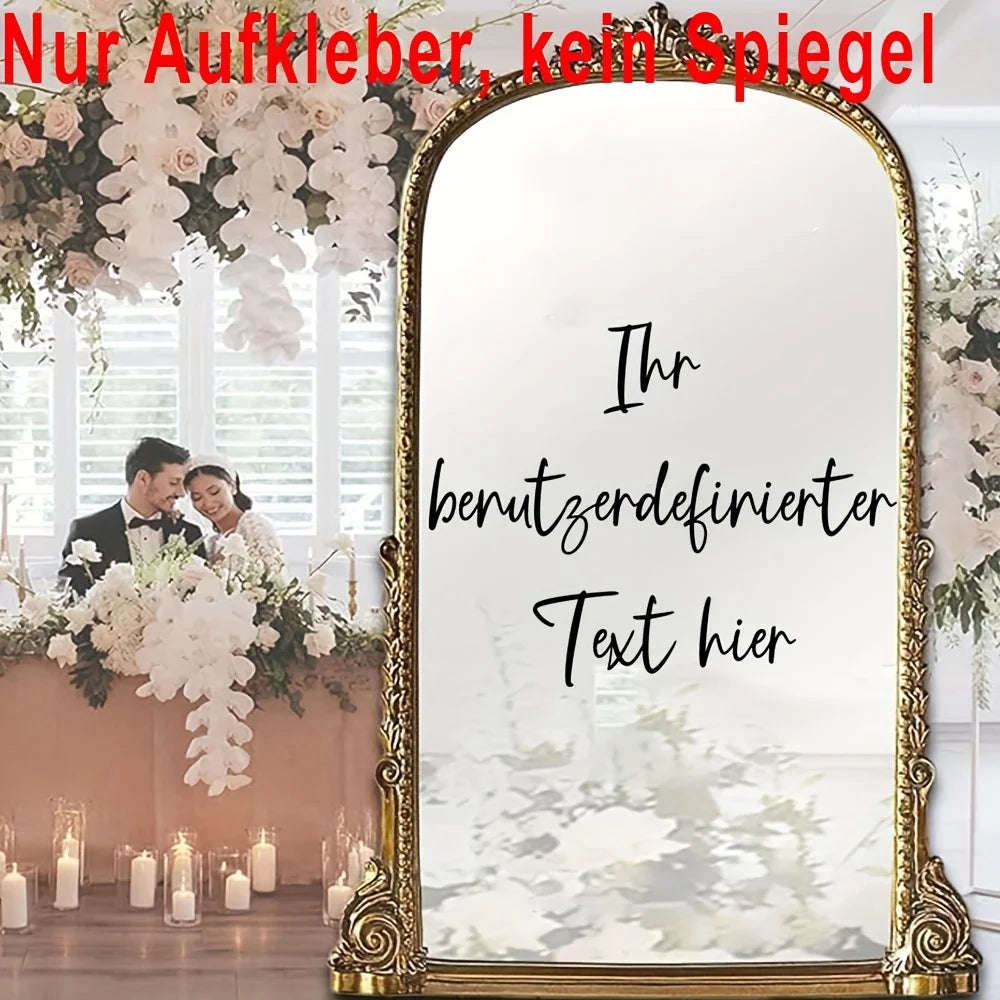 sticker personnalisable miroir rose doré blanc adhésif élégant mariage anniversaire décoration festive