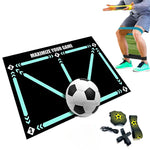 tapis entraînement football sportif lignes flèches turquoises noires dimension 900x600mm bandes élastiques ballon