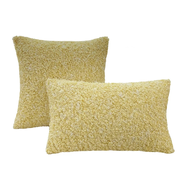 taies d'oreiller solides polyester texture bouclée doux beige clair 30x50cm 45x45cm 50x50cm