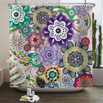 rideau douche boho multicolore fleurs mandalas geometrique opaque polyester respectueux environnement