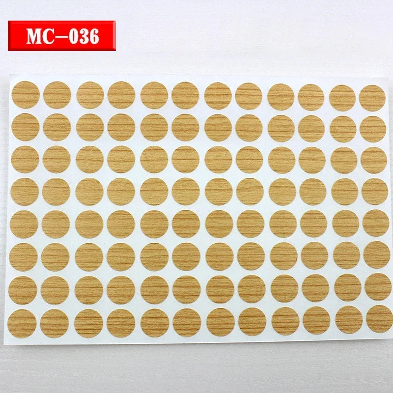 autocollants marron doré vis décoration tiroir meuble bois texture points circulaires résistants eau 96pcs
