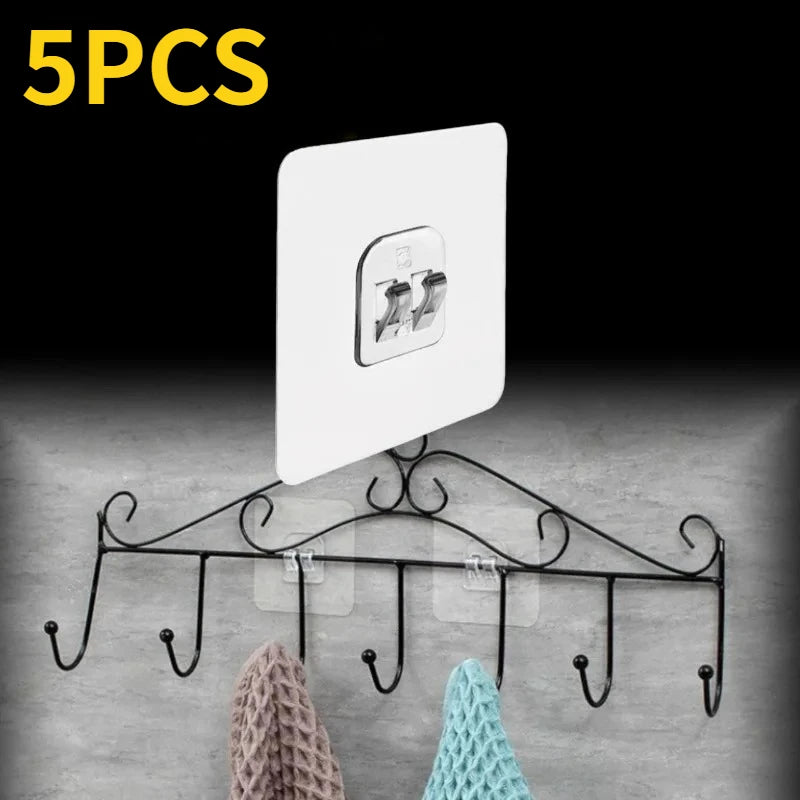 porte savon adhésif noir transparent moderne 14cm 6cm double crochet rangement salle bain cuisine