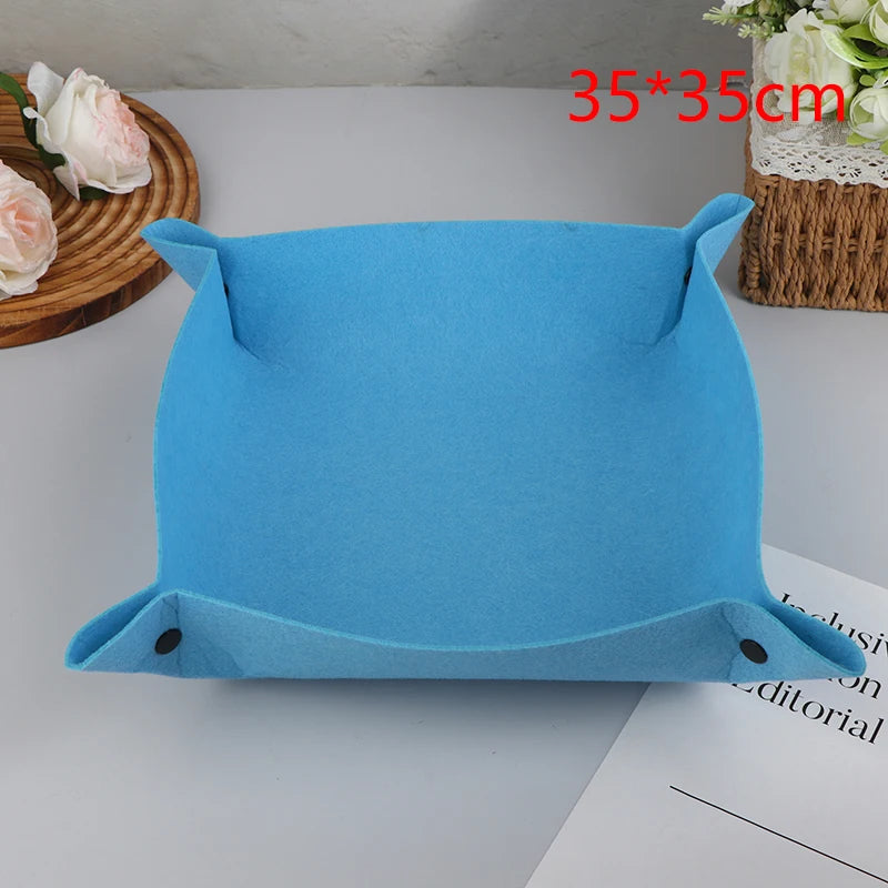 plateau rangement polyestère moderne bleu rose rouge jaune gris uni respectueux environnement