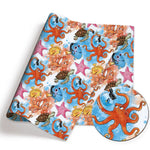 papier cadeau disney personnages anna elsa ariel bambi bleu rose jaune blanc
