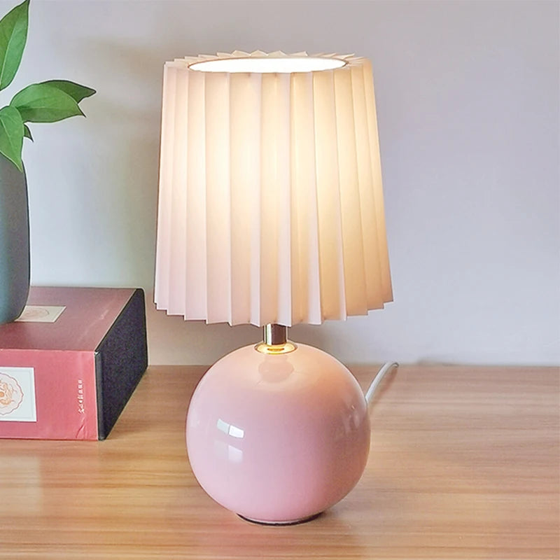 lampe table moderne plissée blanc rose orange 5w led 60lm certifiée ul ccc