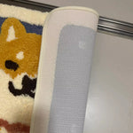 tapis bain antidérapant polyester shiba inu enfant moderne blanc bleu orange