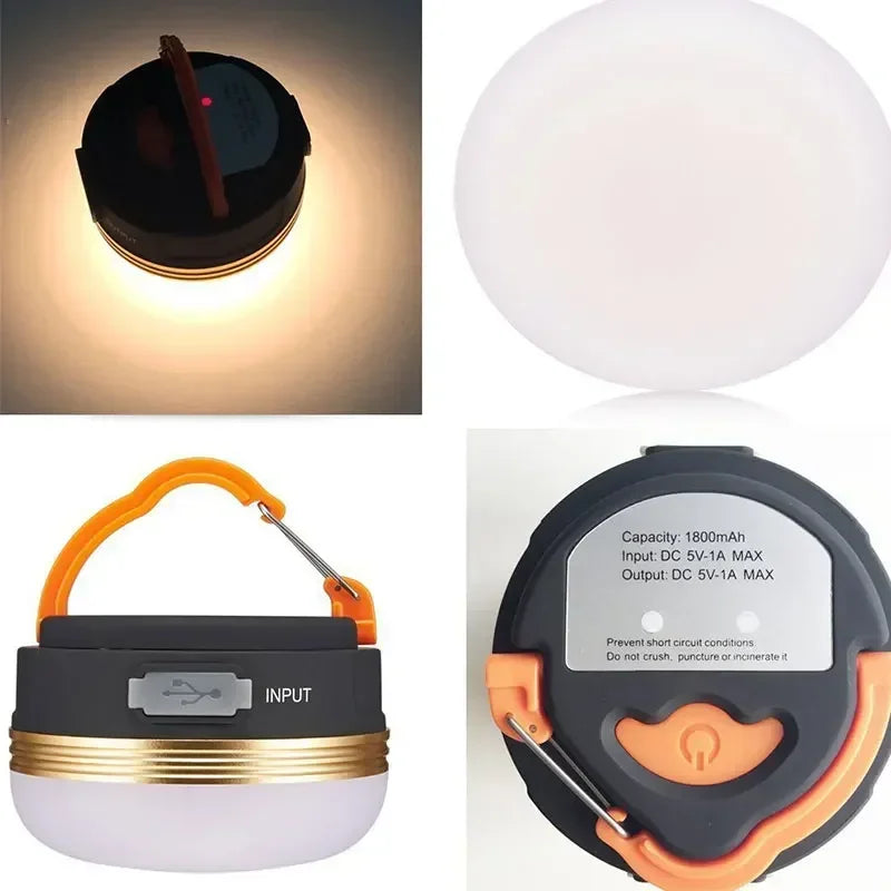 lampe camping rechargeable led aimantée portable noire orange blanche moderne compacte urgence camping
