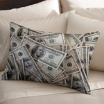 housse coussin motif dollar moderne vert blanc bleu imprimé polyester coton fixation lit décoration