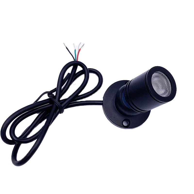 projecteur led rgb noir blanc argent moderne 1w 12v double adhésif vis câble électrique