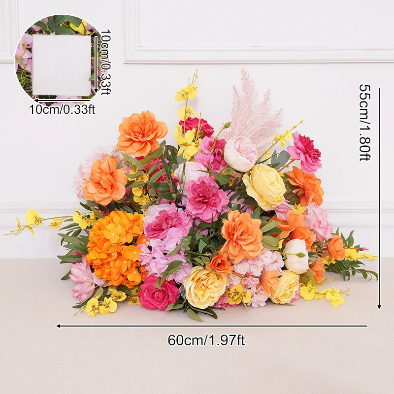 arche fleurs artificielles rose blanche orange moderne décoration extérieure événement mariage anniversaire fêtes