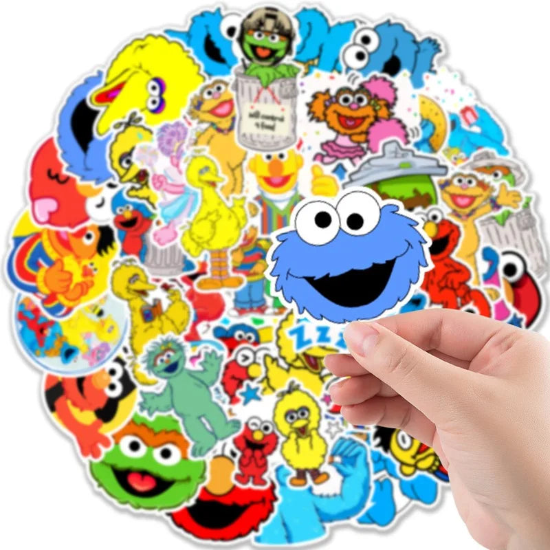 sticker sesame street enfant collection cartoon personnages adhésifs couleur bye zzz wow