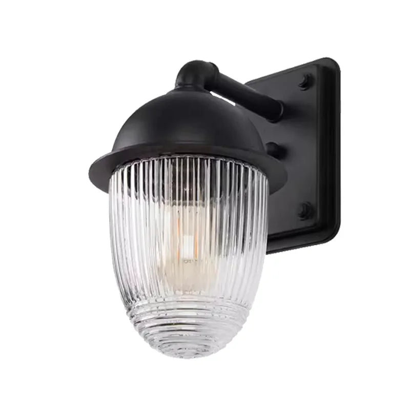 lampe murale transparente noir classique éclairage extérieur verre trempé rayures verticales électronique led vis
