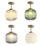 lampe suspendue or vert gris moderne rayures horizontales opacité fixations vis chambre salon éclairage
