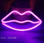 néon cœur forme lèvres motif langue rose rouge moderne lumineux décoration chambre salon fête