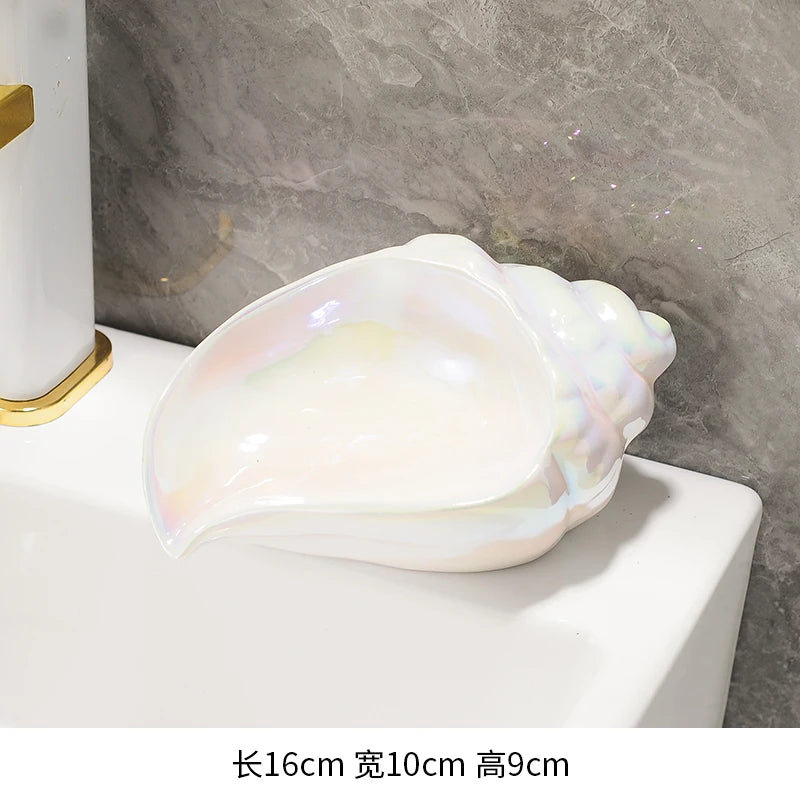 support savon coquillage iridescent or argent rose pâle moderne décoratif casa française respectueux environnement