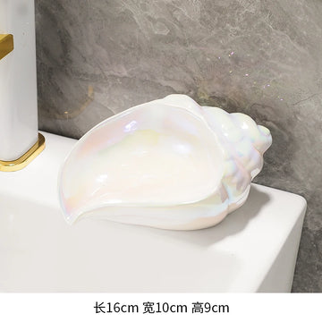 support savon coquillage iridescent or argent rose pâle moderne décoratif casa française respectueux environnement