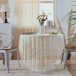 nappe table crochet pompons dentelle beige motifs floraux boho chic réutilisable coton table restaurantextérieur