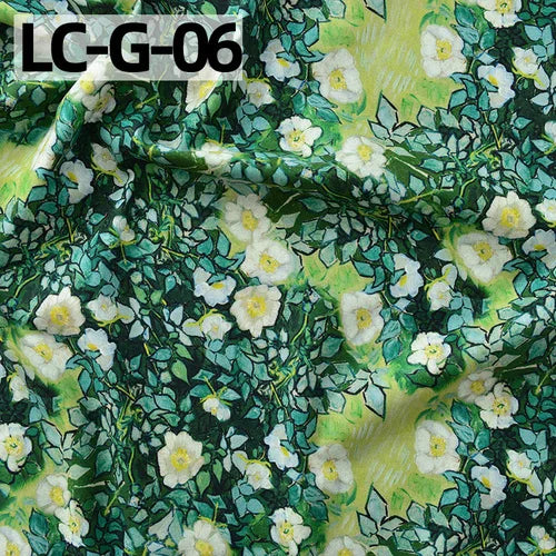 tissu imprimé coton biodegradable 145x50cm paysages fleurs abstrait impressionniste vert bleu rose
