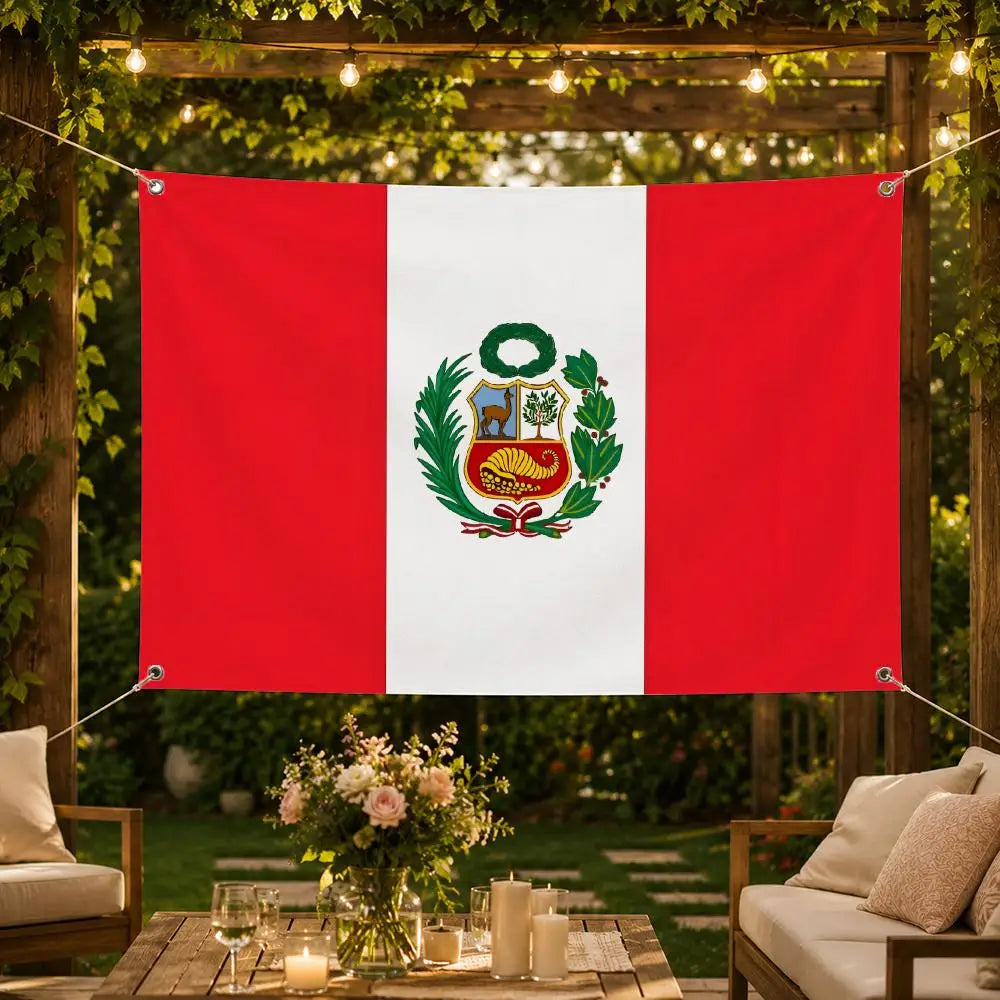 drapeau pérou rouge blanc emblème feuilles métalliques classique décoration murale salon fêteextérieur