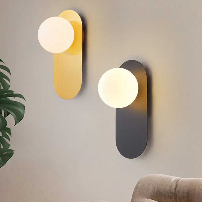 lampe murale moderne or noir blanc adhésive minimaliste globe led chambre salon cuisine