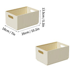boîtes rangement pliables plastique moderne beige poignées boucles ridées stockage multifonctionnel