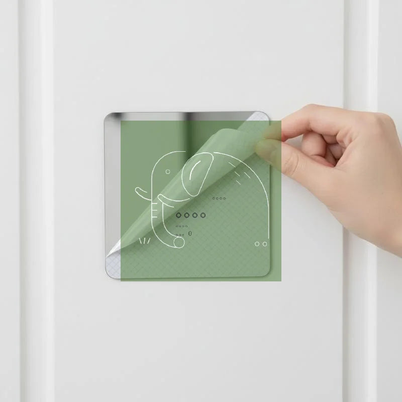 miroir vert clair argenté motif éléphant texture transparente moderne adhésif fixe chambre décoration