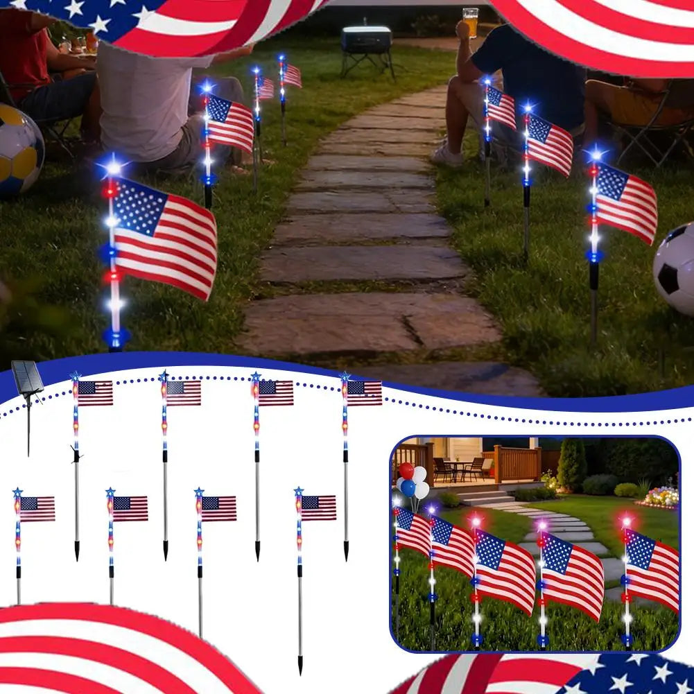 lampes solaires led drapeau américain rouge blanc bleu étoiles rayures modernes extérieures