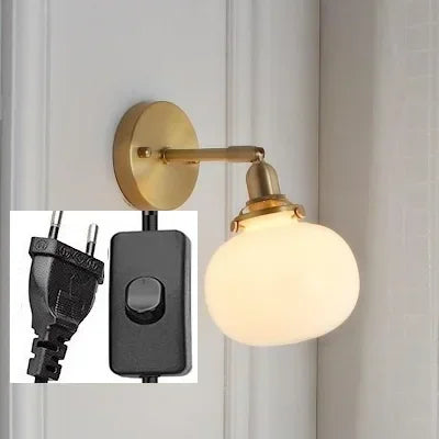 lampe murale moderne or transparent rayures ampoule led cordon interrupteur vintage électrique