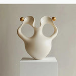 vase moderne orange rayures horizontales décoration intérieure résine abstraite sculptée ornement