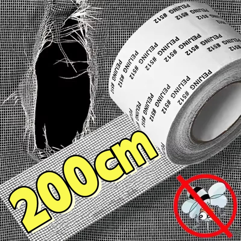 ruban réparation fenêtre adhésif maille fine fibre verre durable anti moustiques 200cm gris pratique