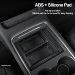 boîte rangement central tesla model noir texture flanelle pratique silicone moderne