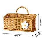 panier suspendu tressé osier rustique beige blanc orange rouge pommes fleurs décoration farmhouse