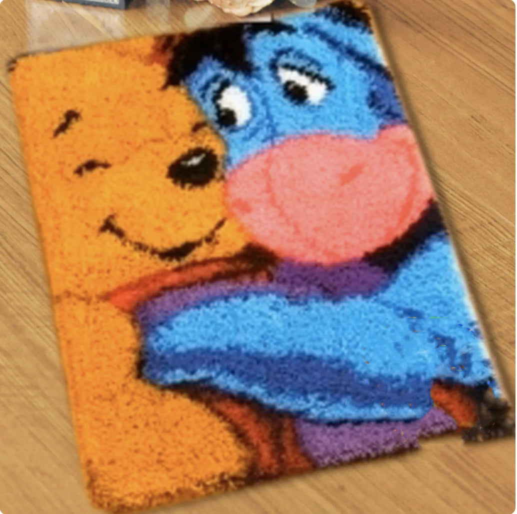 tapis crochet personnages enfants fleurs plantes motifs colorés bâtonnets instructions montage