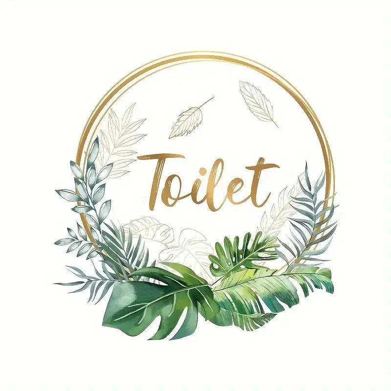 autocollant mural moderne feuilles tropicales adhésif amovible porte salle bain vert doré blanc
