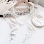 foulard dentelle motif floral blanc cassé classique vintage été femme junior décontracté polyester haute