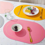 tapis table ovale moderne vert foncé assiettes blancs couverts bols alimentos