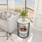 table d'appoint moderne marbre or blanc métal minimaliste vase livre plante