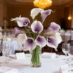 bouquets fleurs artificielles callas violettes blanches decoration mariage anniversaire intérieur
