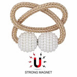 boucle rideau magnétique blanches tissage doré gris clair beige blanc moderne élégant fixe aimant