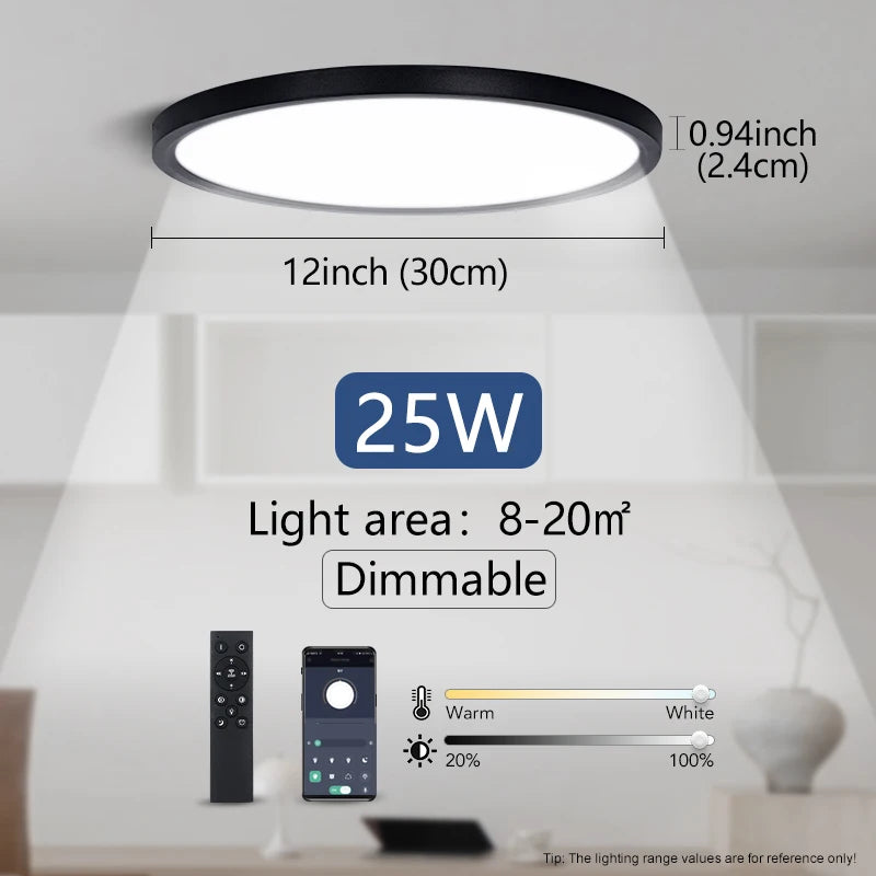 plafonnier led moderne minimaliste noir blanc flux lumineux 2000 82000 télécommande monté surface