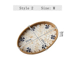 assiettes ovales rotin mosaïque coquillages boho rustique multicolore thé collations
