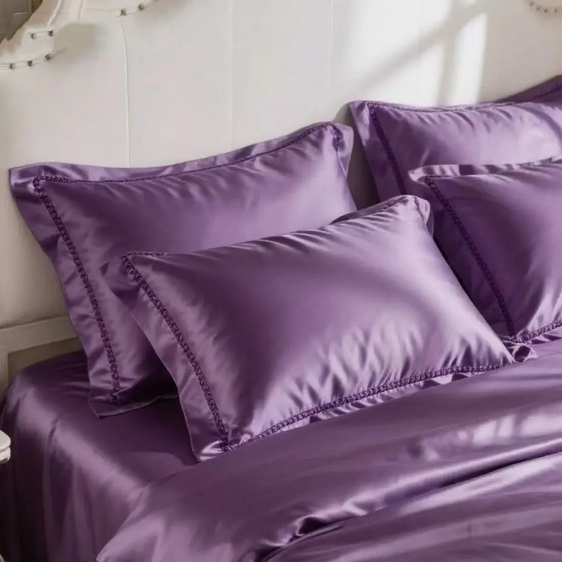 taies d'oreiller eucalyptus lyocell violet clair uni rafraichissante été moderne non toxique 2pcs 48x74cm