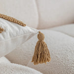 coussin moderne géométrique brodé 45x45cm 30x50cm blanc beige boho chic adhésif zippable amovible lavable