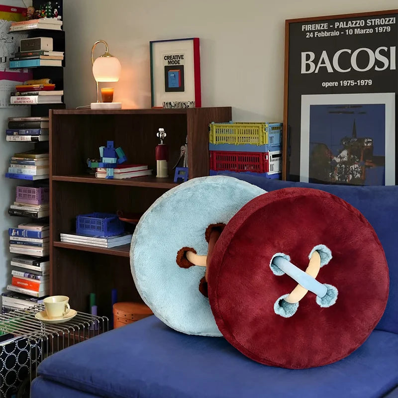 coussin moderne plush boutons blanc rouge marron bleu adultes décoration intérieure chambre canapé