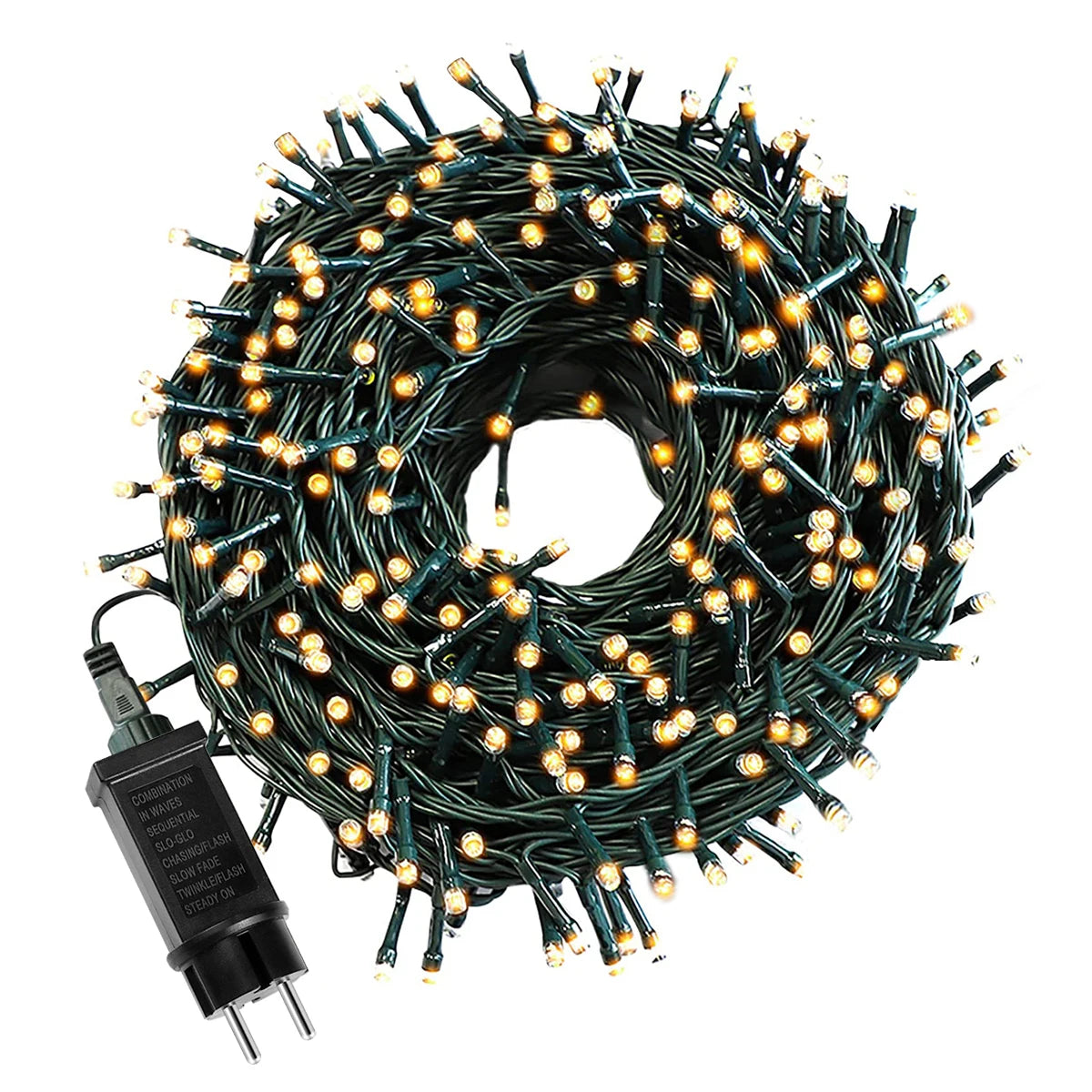 guirlande led noel 1000 diodes multicolor blanc chaud ip65 moderne adaptateur eu us