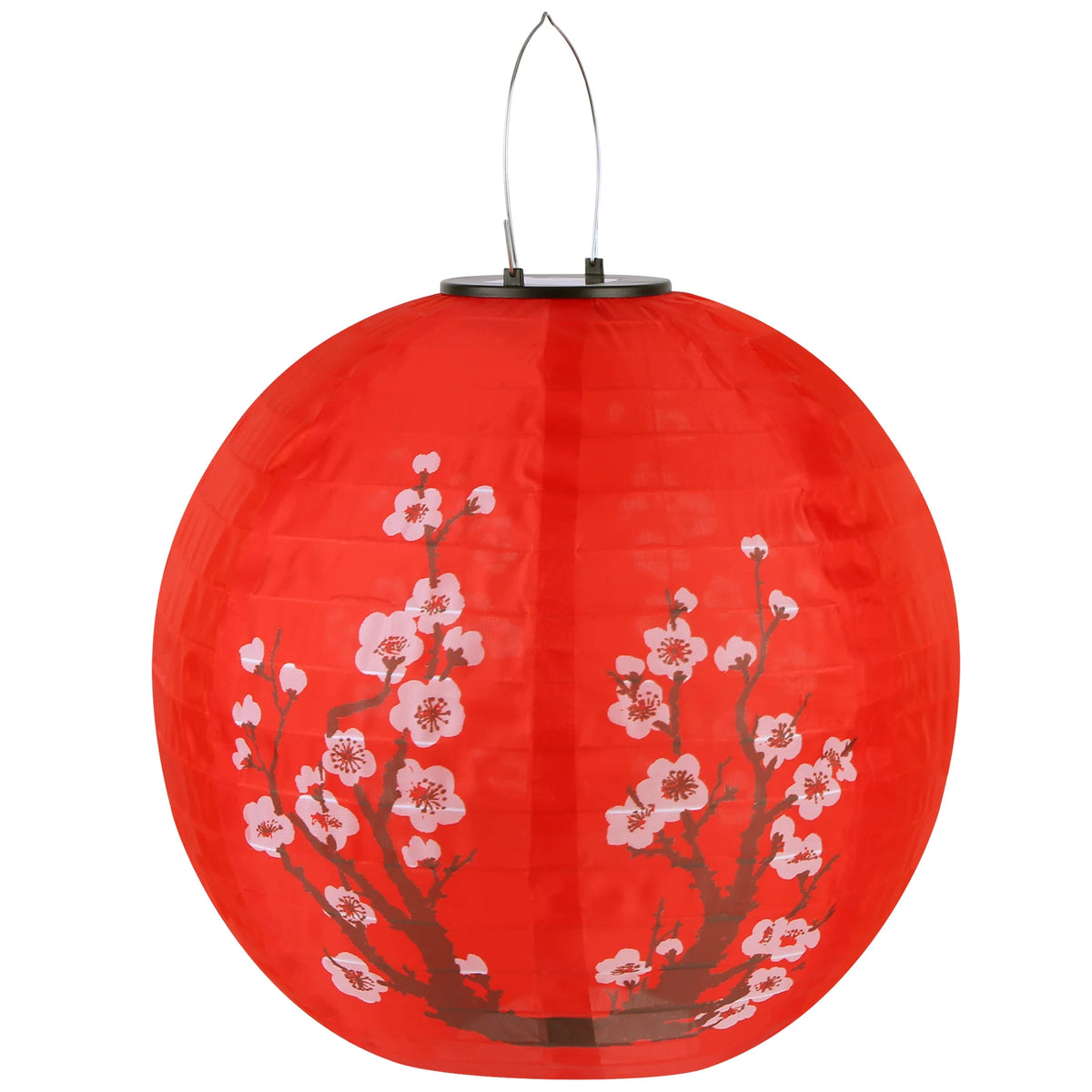 lanterne solaire led florale traditionnelle blanc rouge vert rose crochets tissu nylon opaque festive